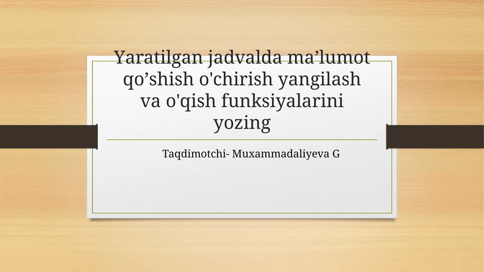 CRUDtushunchasi va uning hayotiyahamiyati