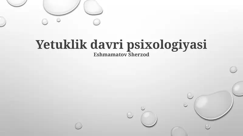 Yetuklik davri psixologiyasi