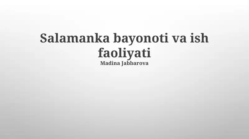 Salamanka bayonoti va ish faoliyati