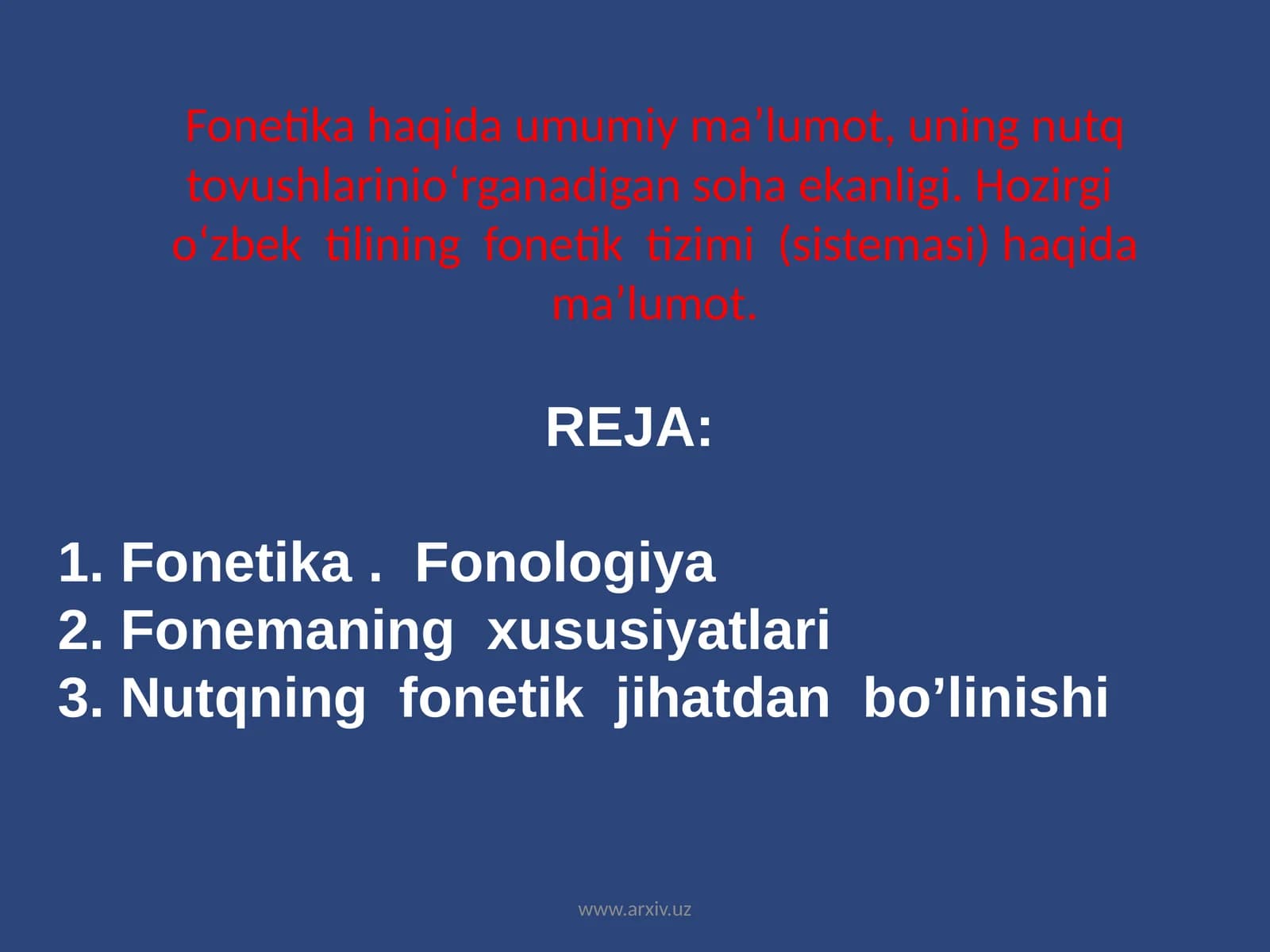 Fonetika haqida umumiy ma’lumot
