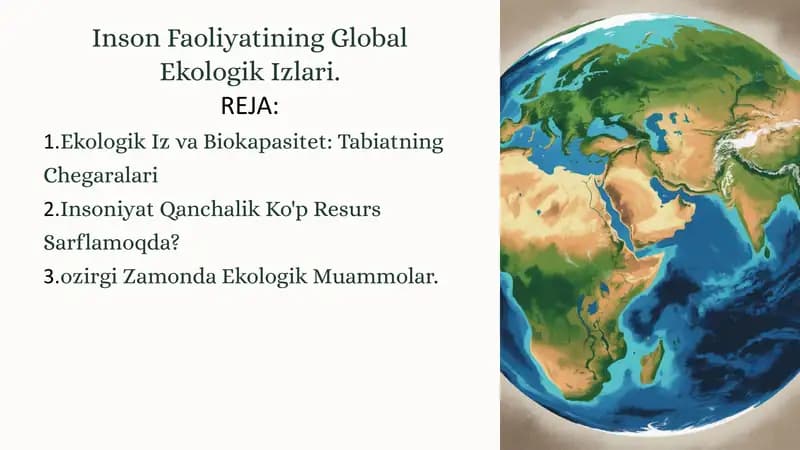 Inson Faoliyatining Global Ekologik Izlari