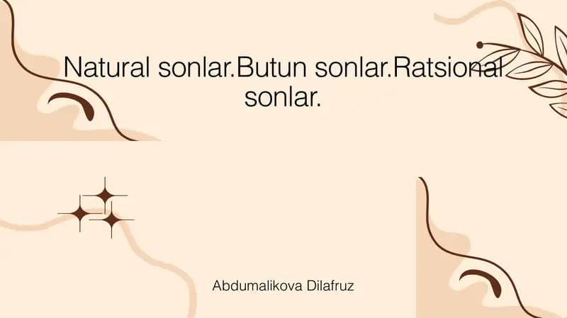 Tabiiy, butun va ratsional sonlar