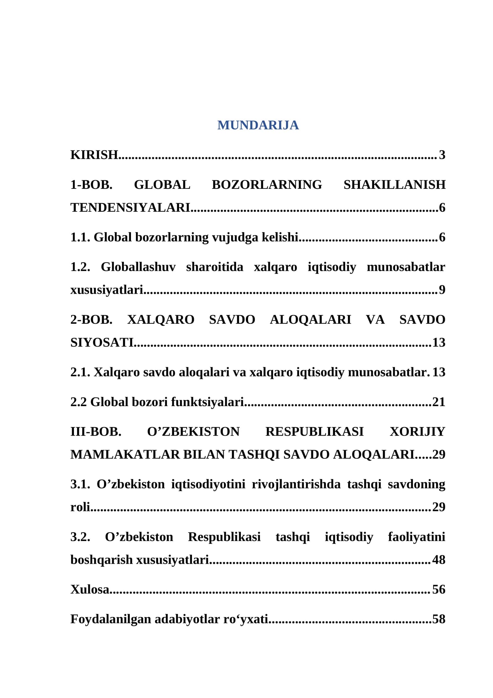 GLOBAL BOZORLARNING SHAKILLANISH TENDENSIYALARI