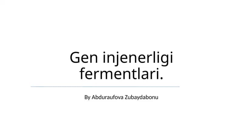 Genetik Muhandislik Fermentlari
