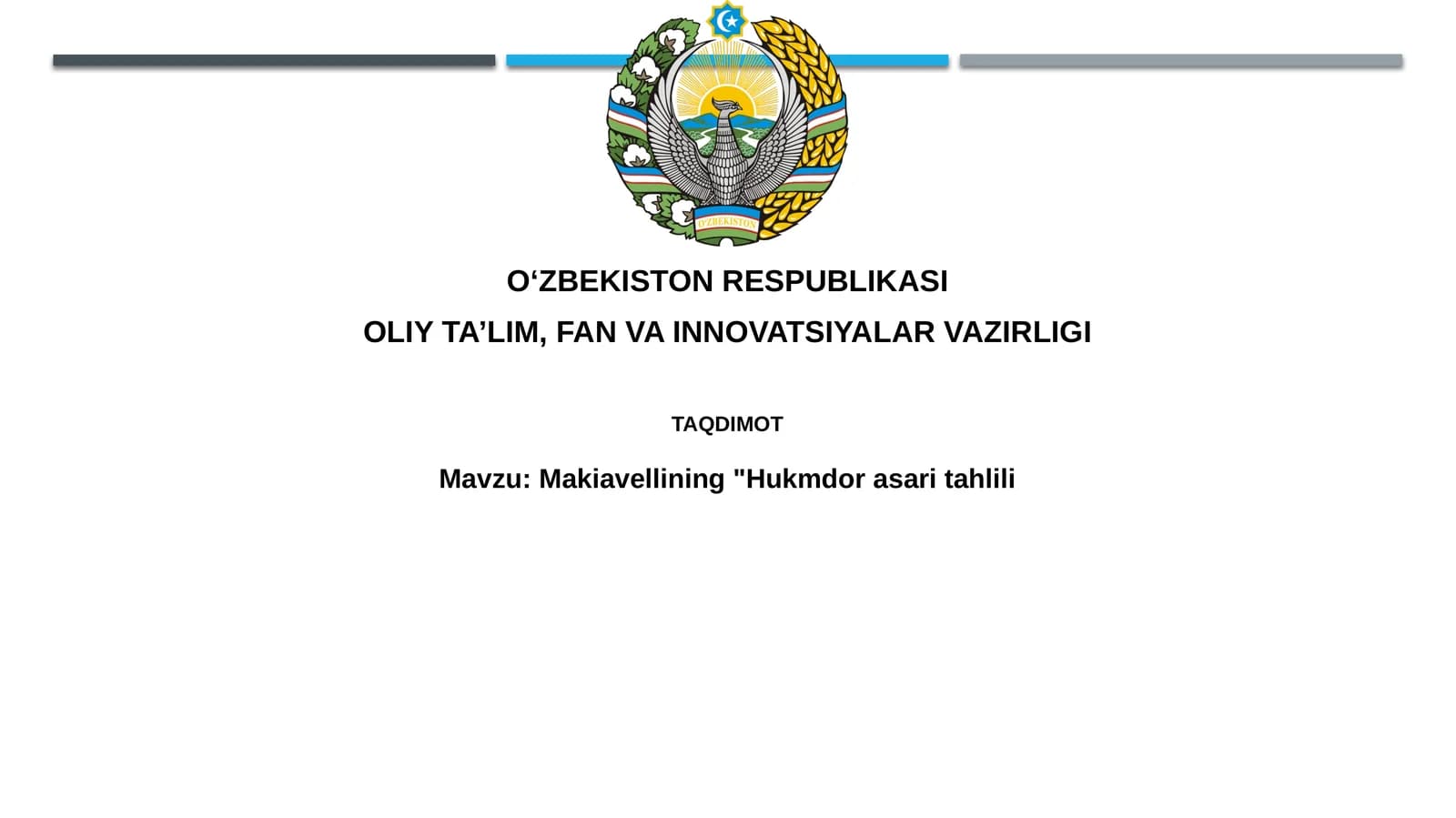 Makiavellining "Hukmdor"ga tahlili