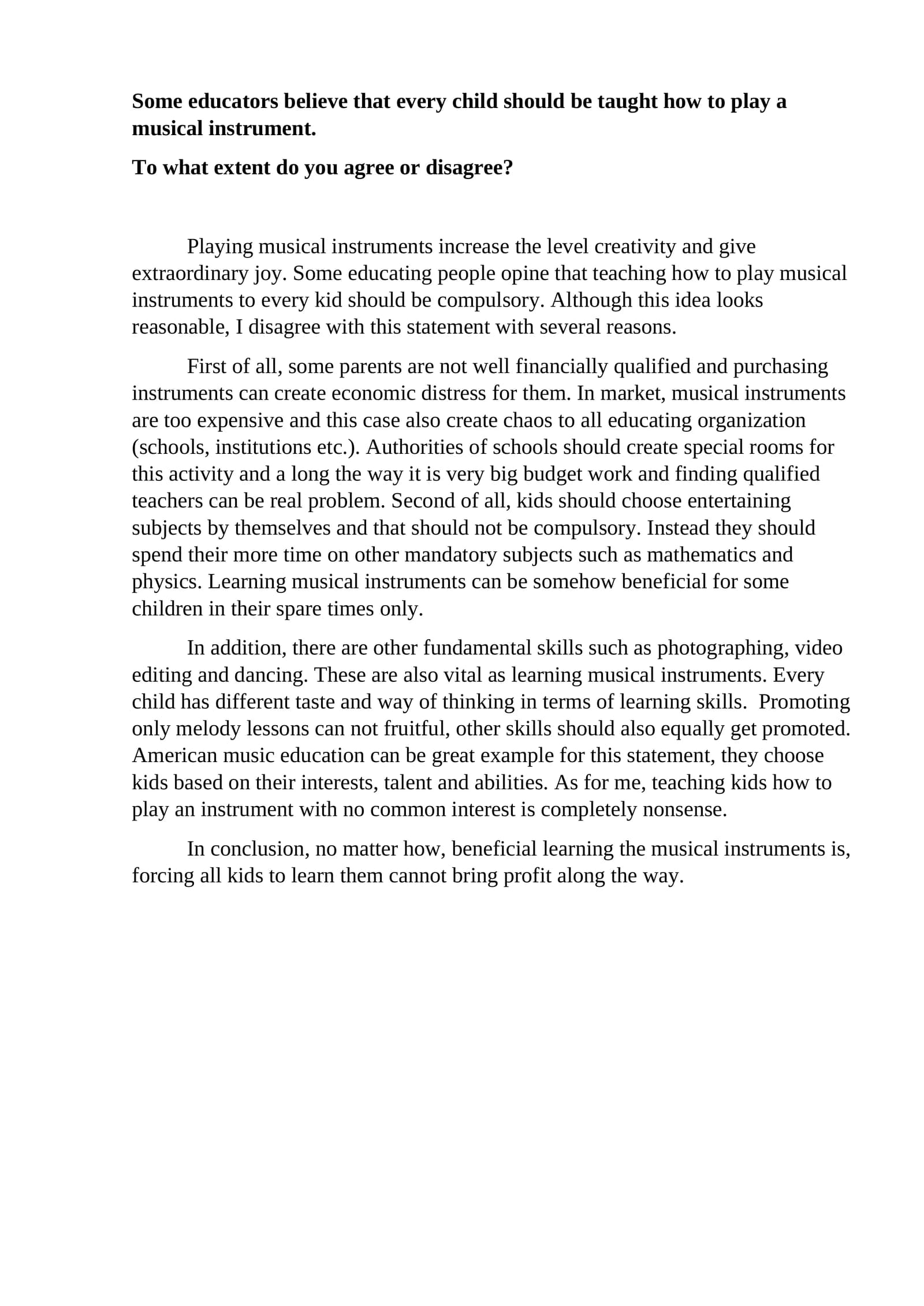Teaching Children to Play Musical Instruments