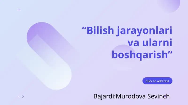 Bilish jarayonlari va ularni boshqarish