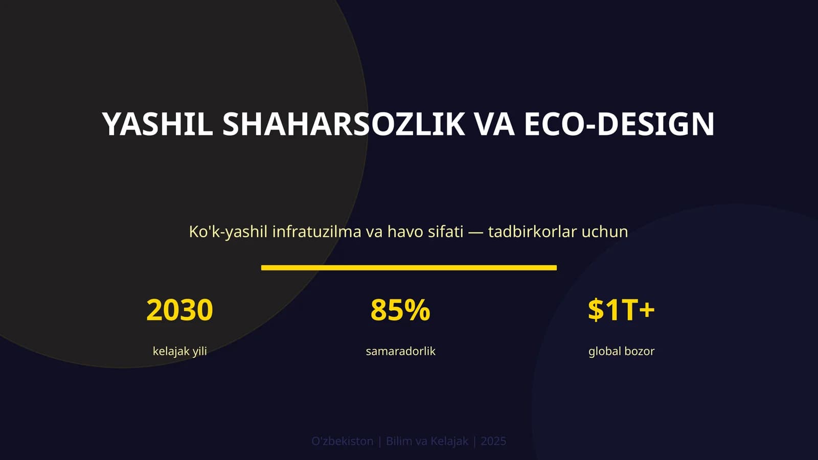 YASHIL SHAHARSOZLIK VA ECO-DESIGN