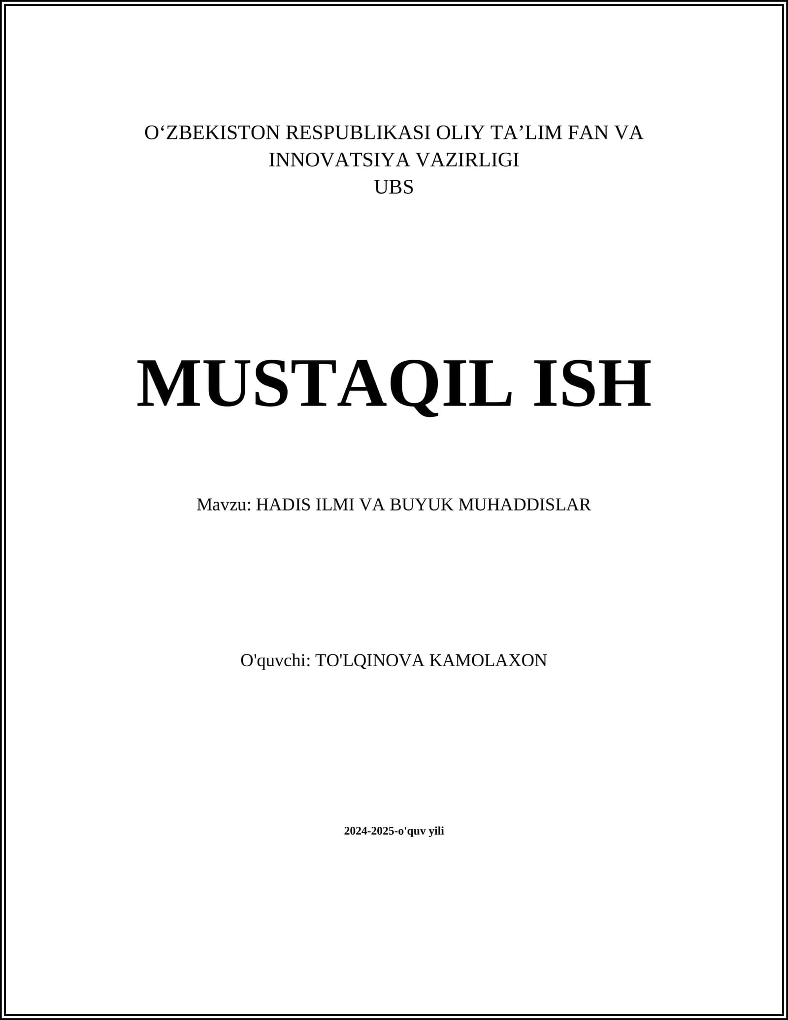 HADIS ILMI VA BUYUK MUHADDISLAR