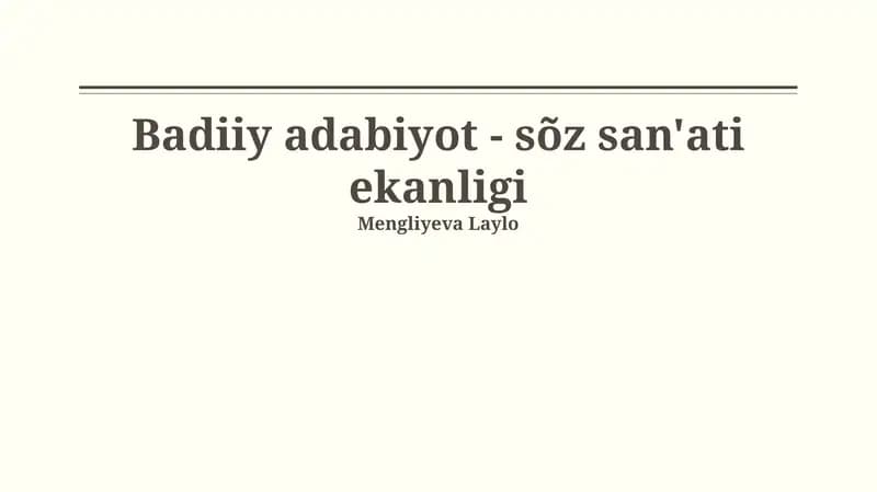 Badiiy Adabiyotning Taʼsiri va Ahamiyati