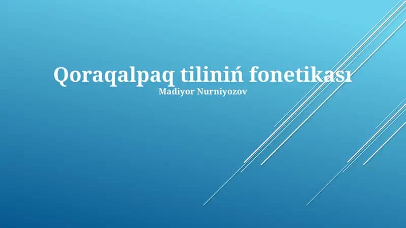 Qoraqalpaq tiliniń fonetikası