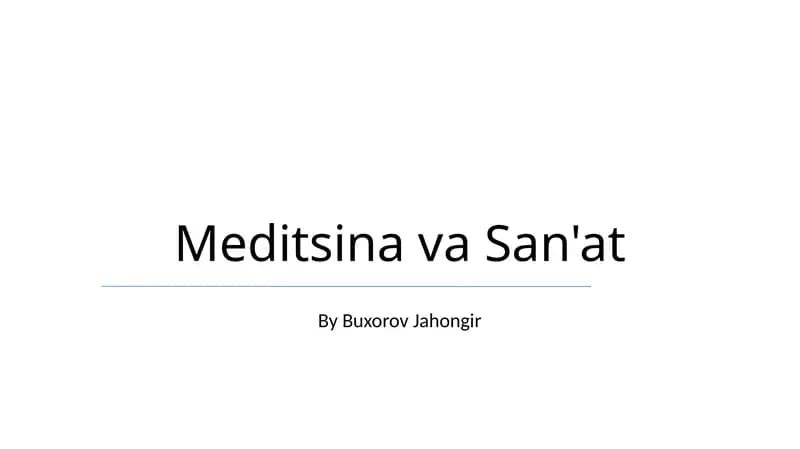 Tibbiyot va San'at