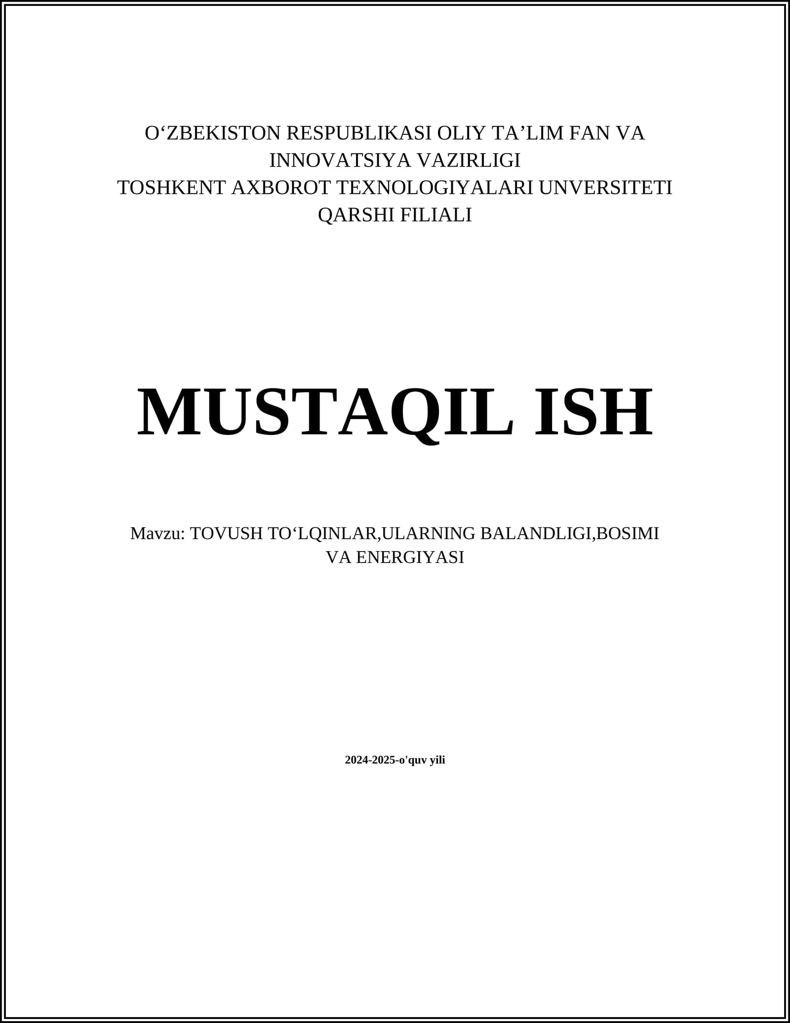 Tovush To'lqinlar