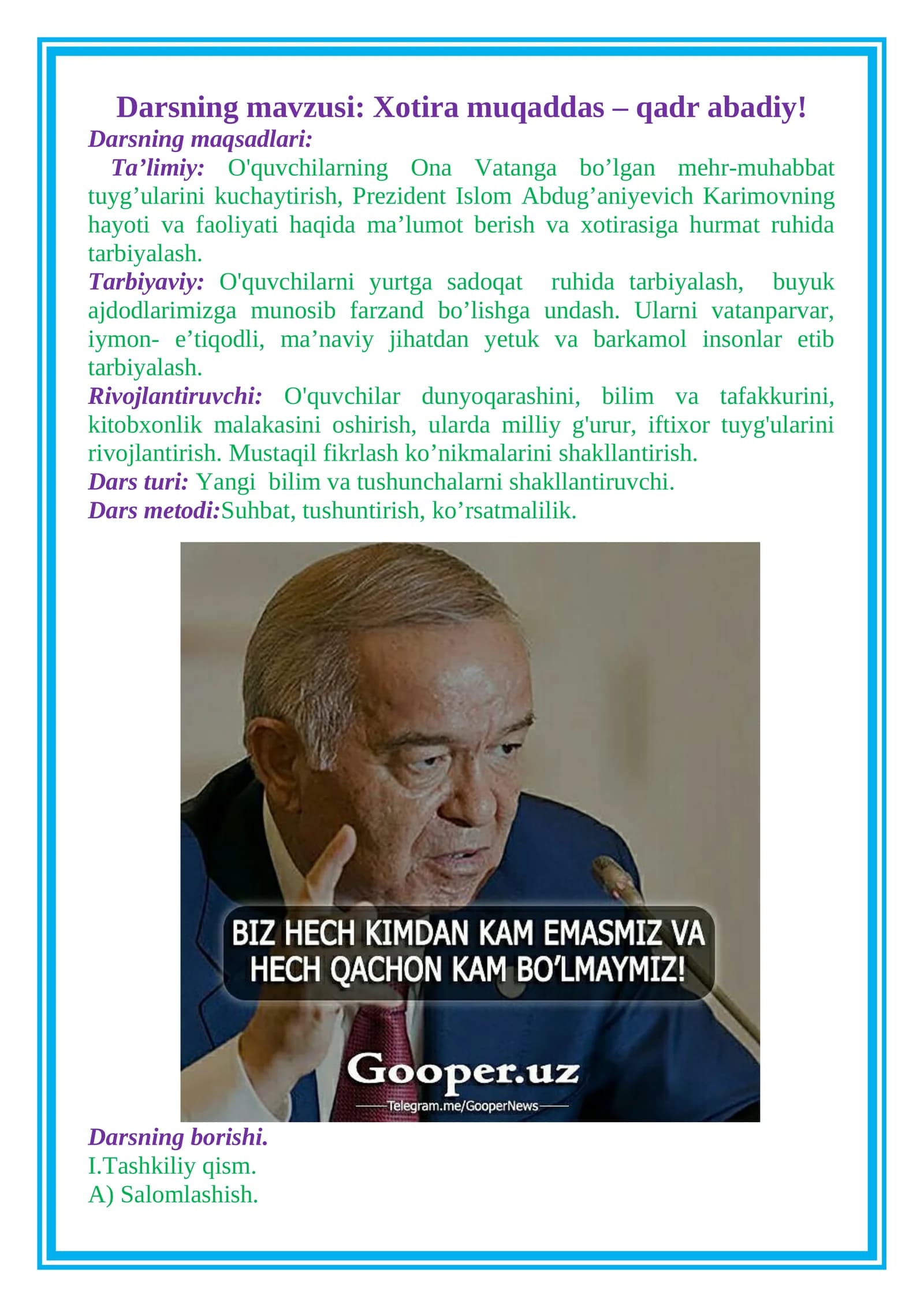 Xotira muqaddas – qadr abadiy!