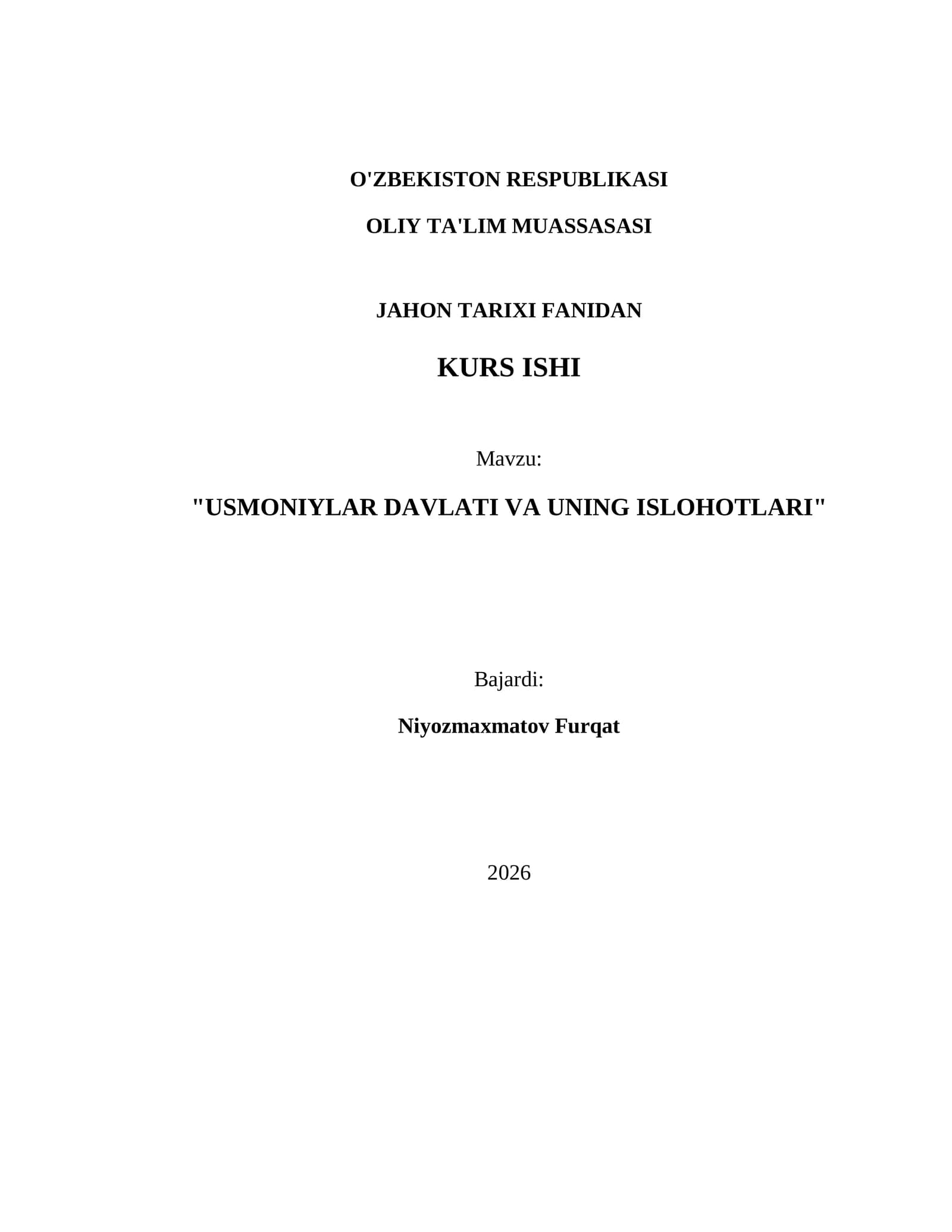 USMONIYLAR DAVLATI VA UNING ISLOHOTLARI