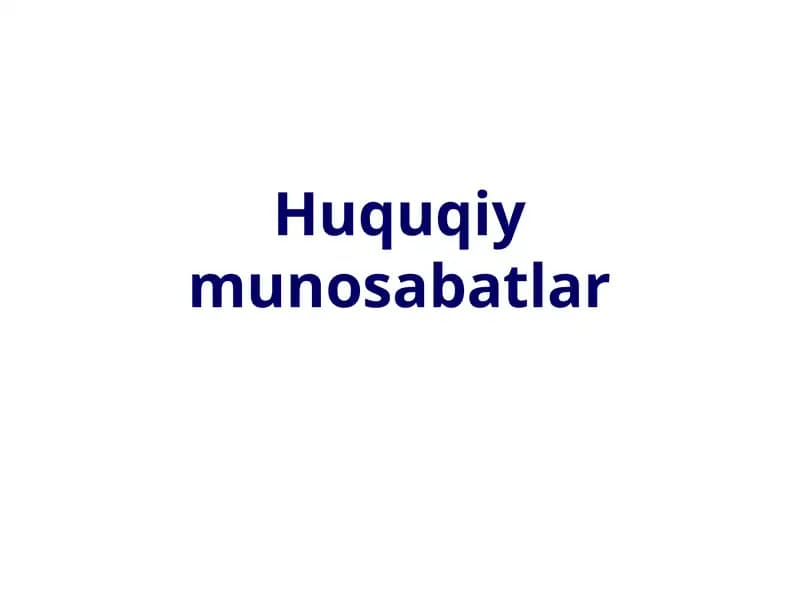Huquqiy munosabatlar