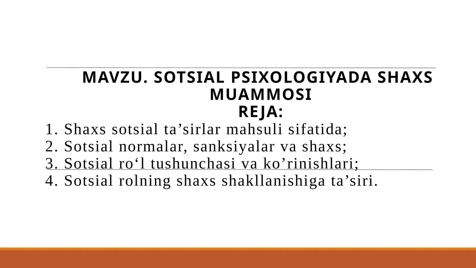 SOTSIAL PSIXOLOGIYADA SHAXS MUAMMOSI