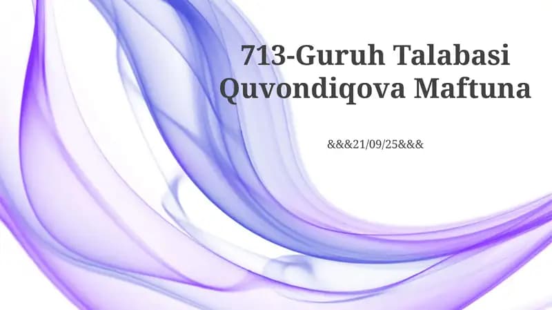 Guruh Talabasi Quvondiqova Maftuna