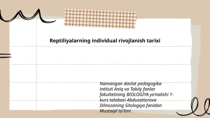 Reptiliyalarning individual rivojlanish tarixi