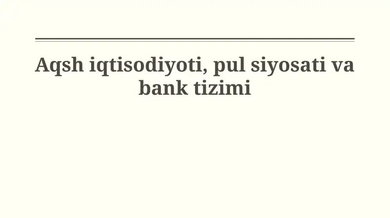 AQSH Iqtisodiyoti