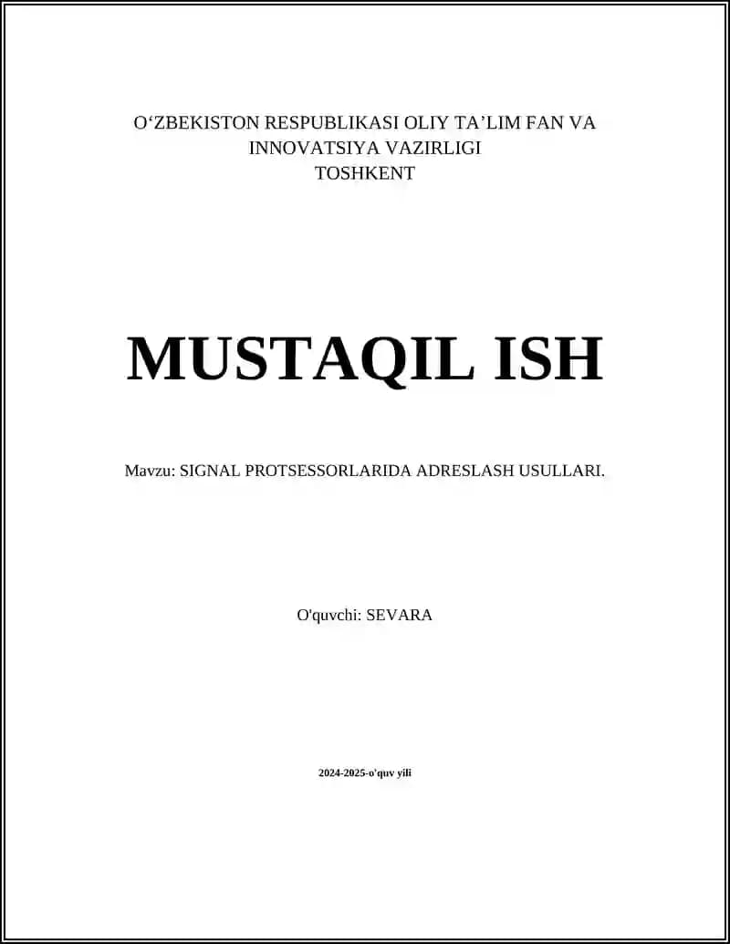 SIGNAL PROTSESSORLARIDA ADRESLASH USULLARI