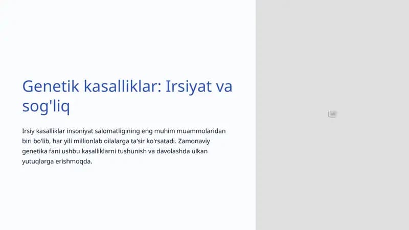 Genetik kasalliklar: Irsiyat va sog'liq