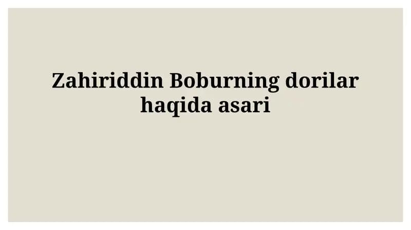 Boburning tibbiyotga oid qarashlari