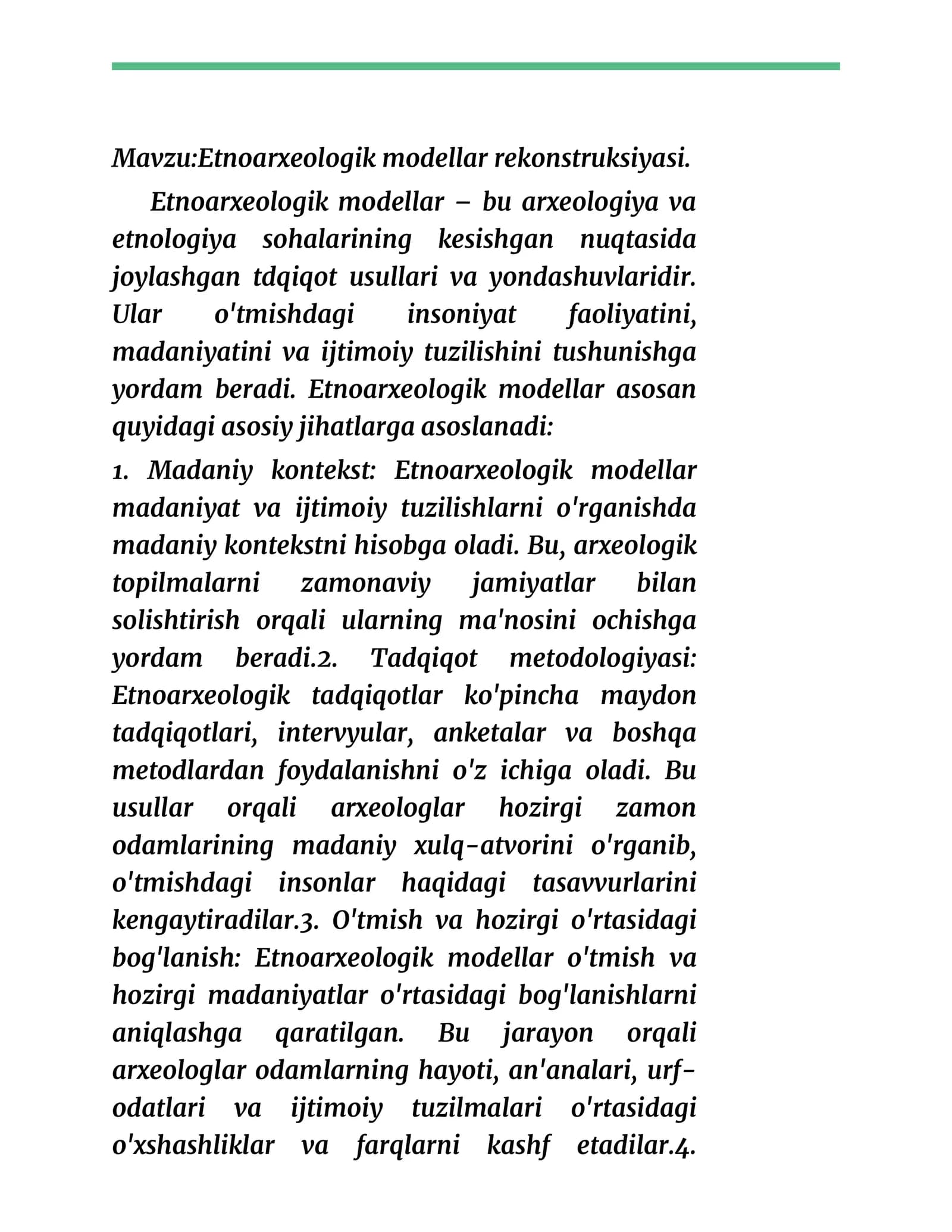 Etnoarxeologik modellar rekonstruksiyasi