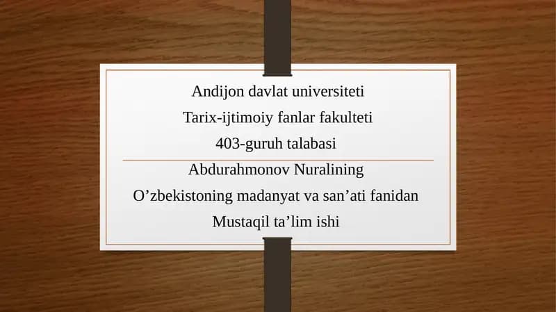 IX-X Asrlar Movorounnahr San'ati Tarixi
