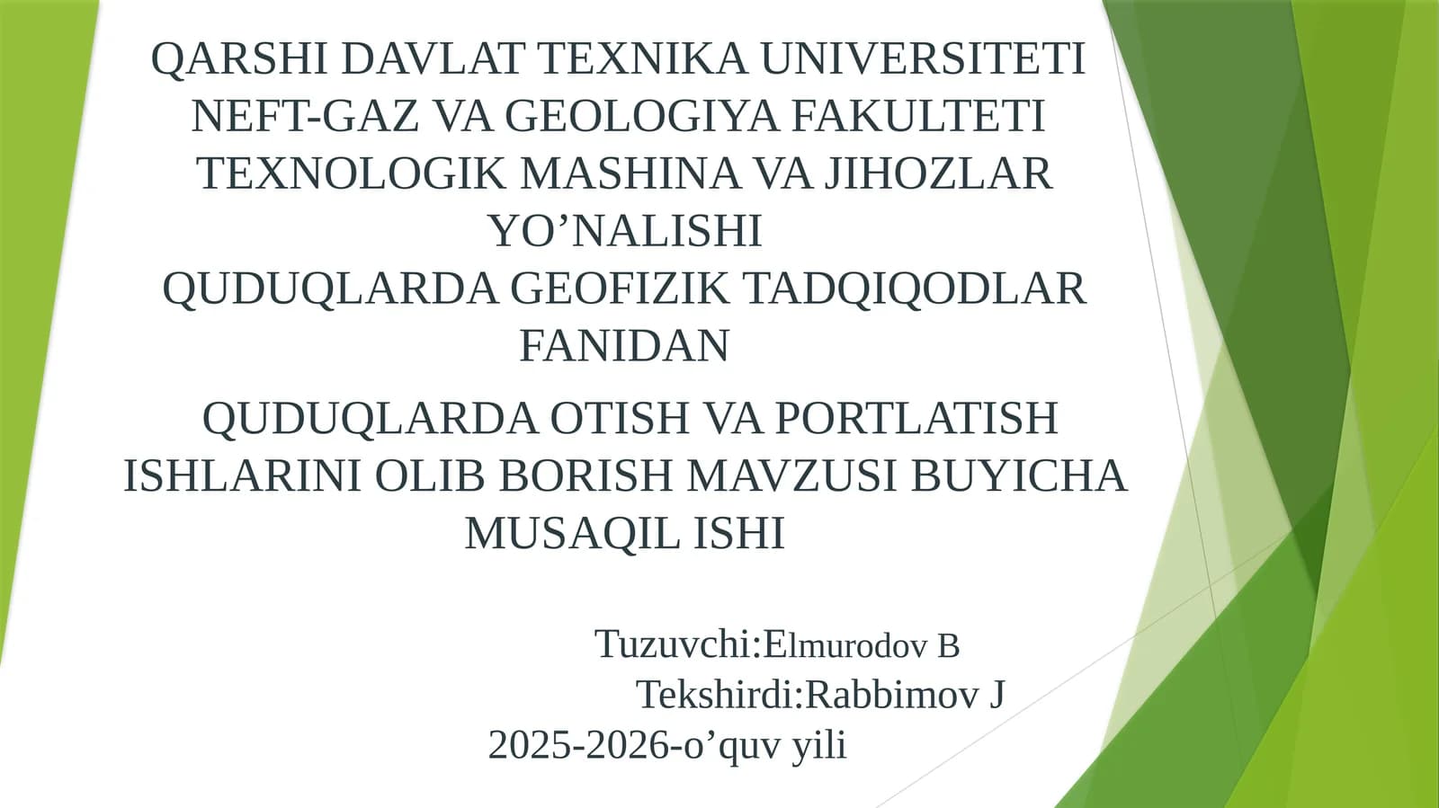 Quduqlarda Otish va Portlatish Ishlari