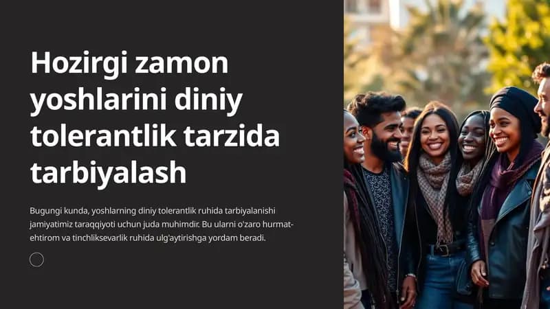 Yoshlarini Diniy Tolerantlik Tarzida Tarbiyalash