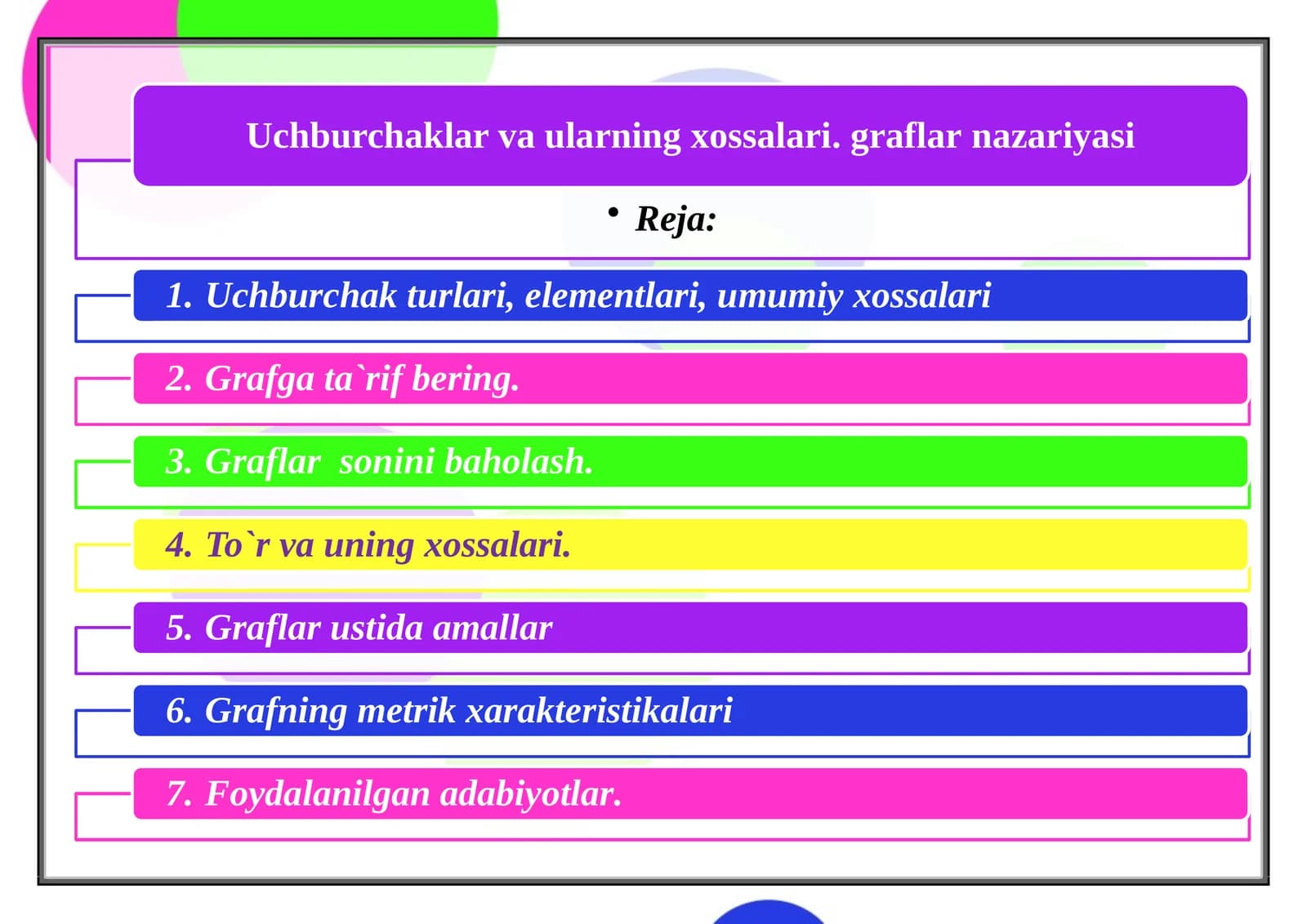 Uchburchak turlari