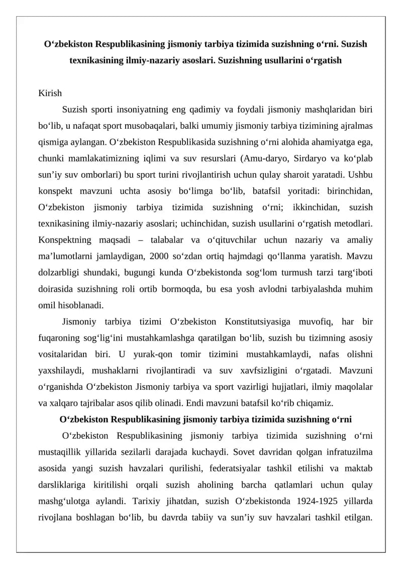 Suzishning o‘rni va usullari