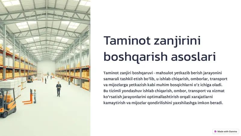 Taminot zanjirini boshqarish asoslari