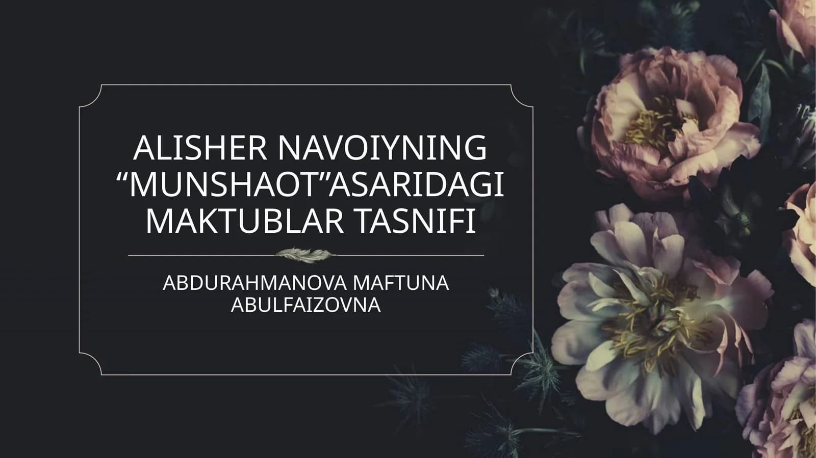 MUNSHAOT ASARI TASNIFI