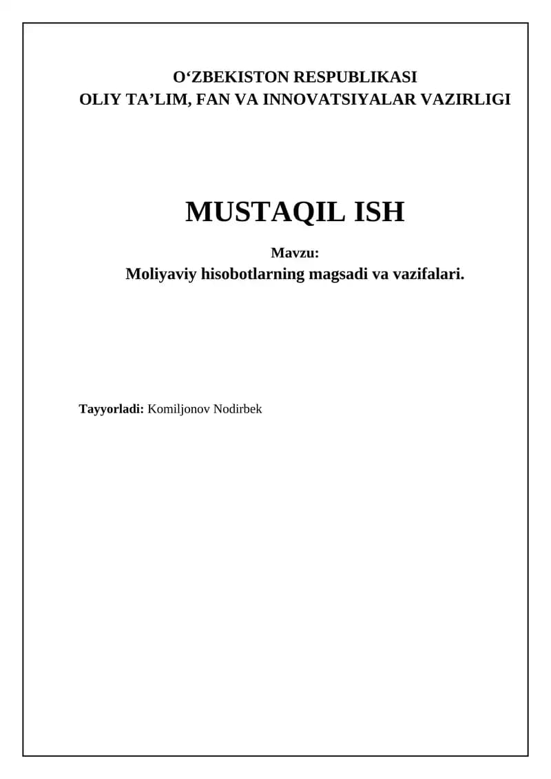 Moliyaviy hisobotlar