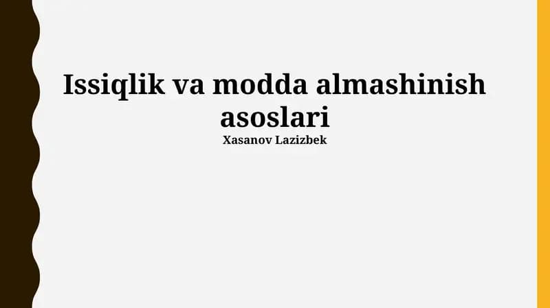 Issiqlik va modda almashinish asoslari