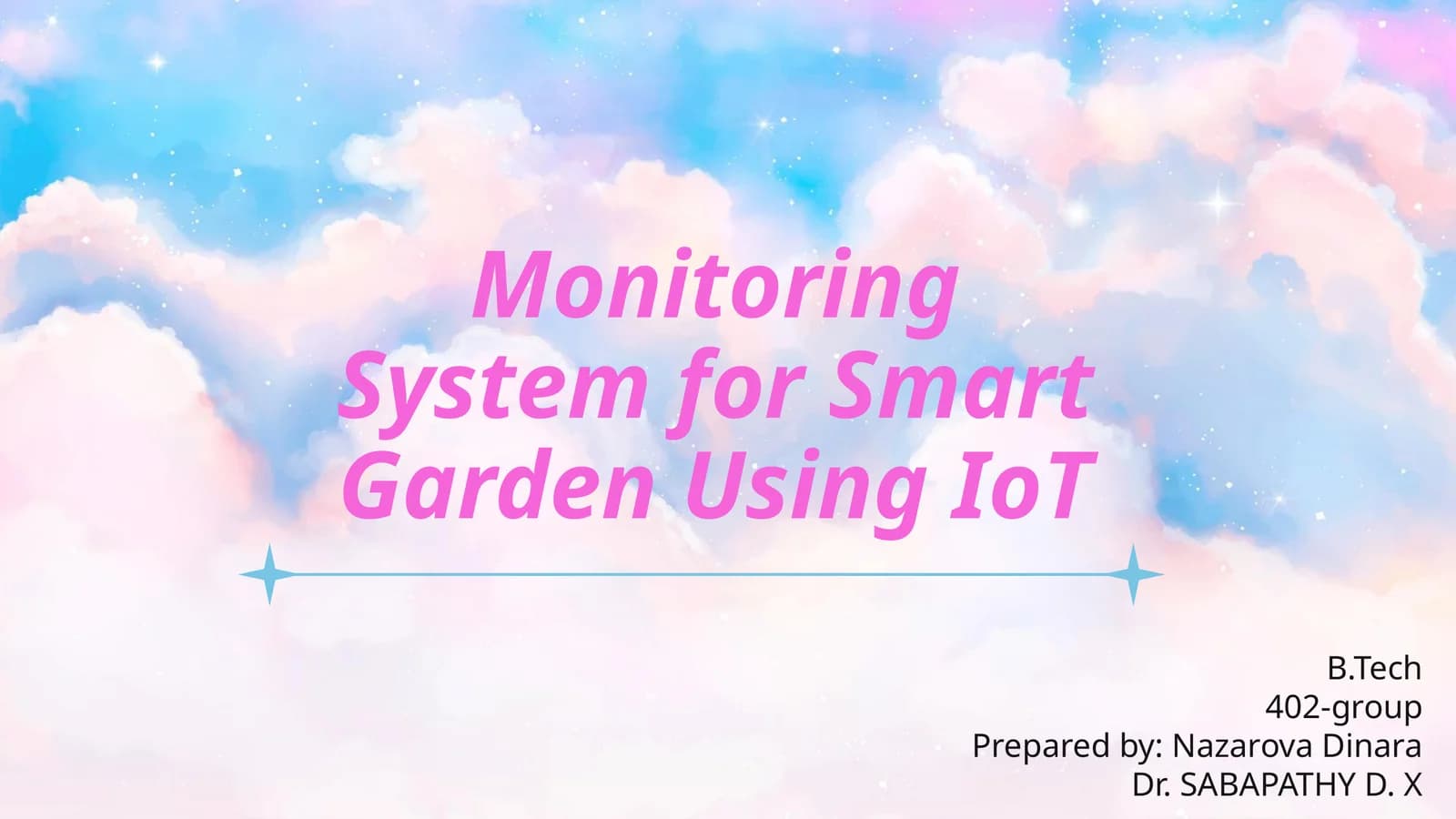 Monitoring System for Smart Garden Using IoT