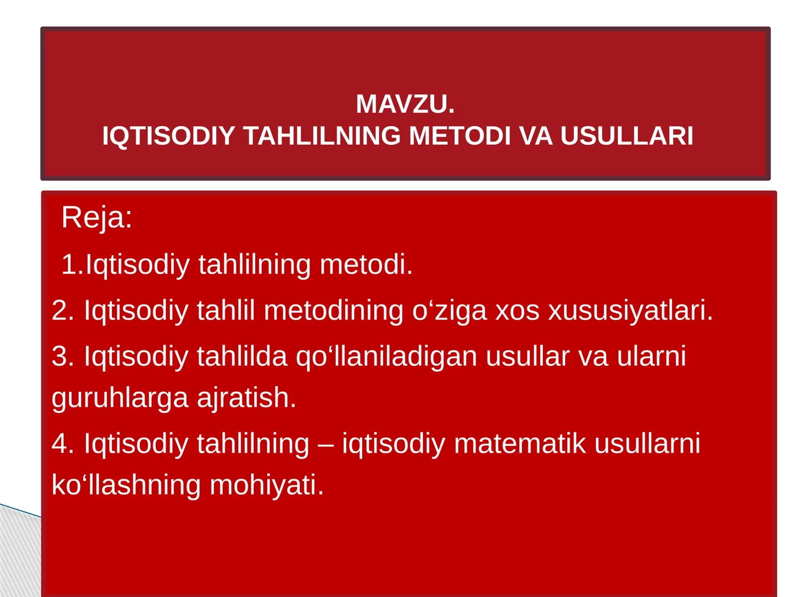 Iqtisodiy tahlilning metodi