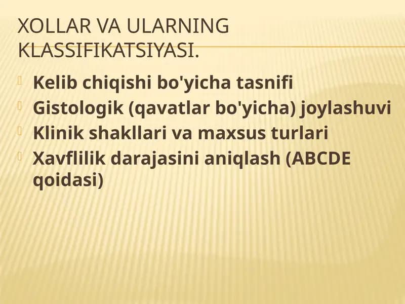 Xollar vaularning klassifikatsiyasi