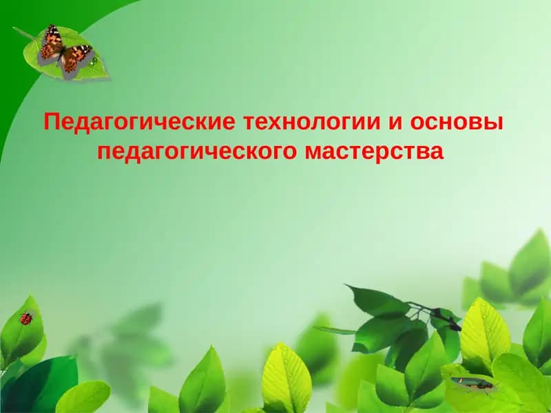 Педагогические технологии и основы педагогического мастерства