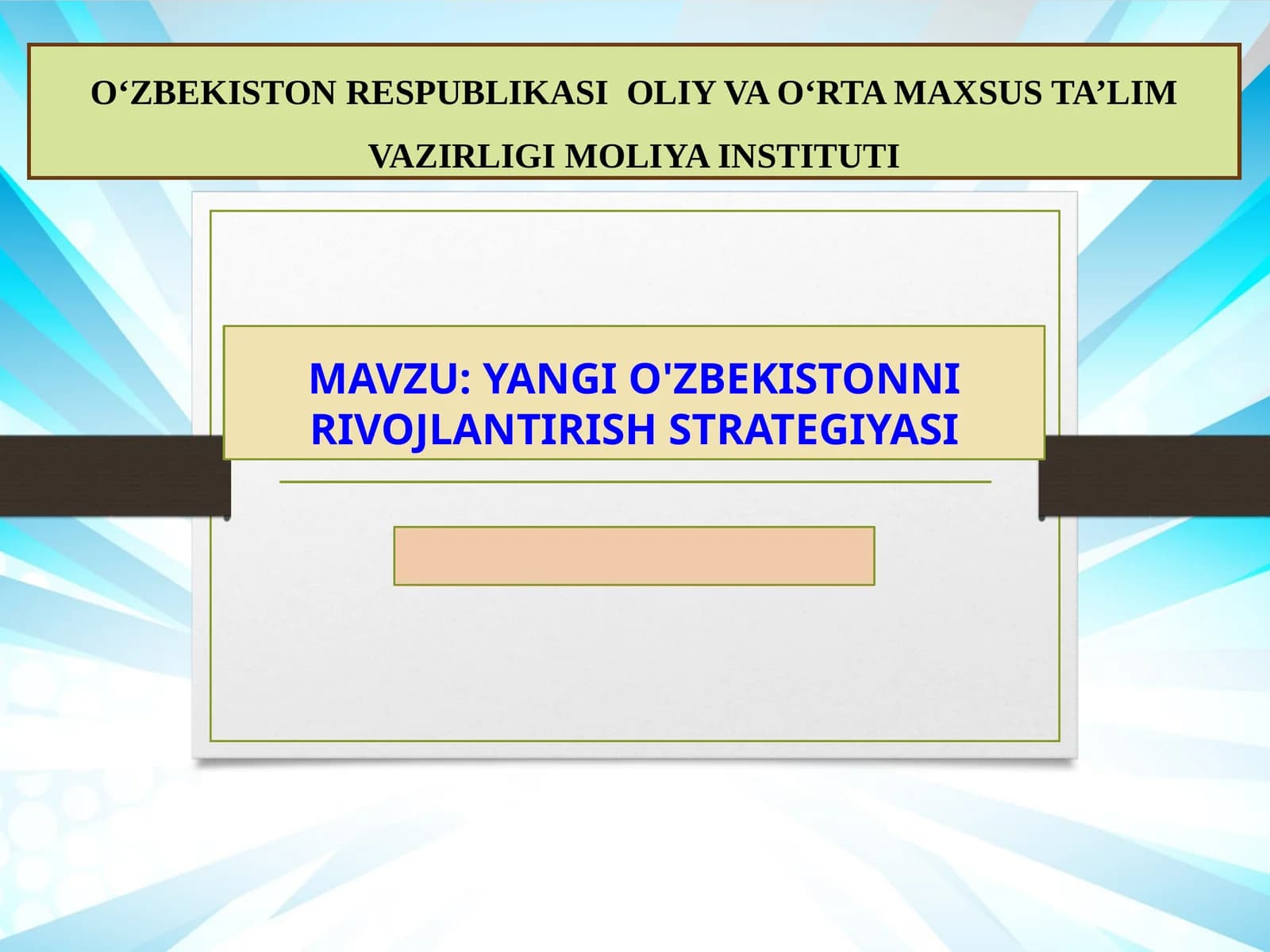 YANGI O'ZBEKISTONNI RIVOJLANTIRISH STRATEGIYASI