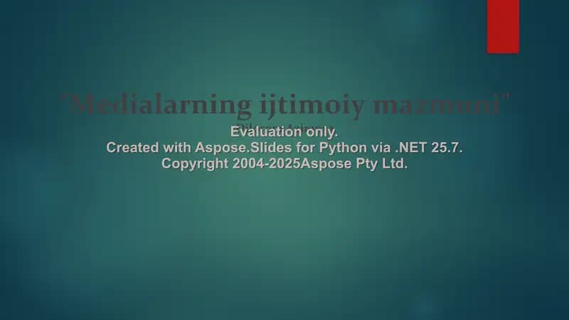 Medialarning ijtimoiy mazmuni
