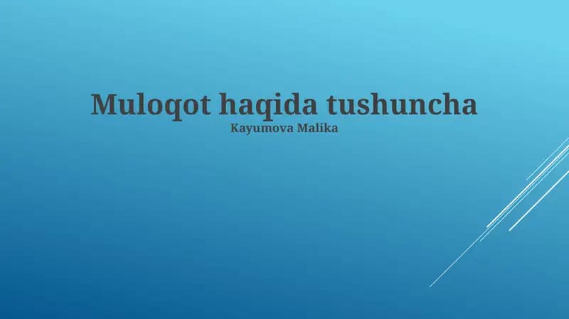Muloqot haqida tushuncha