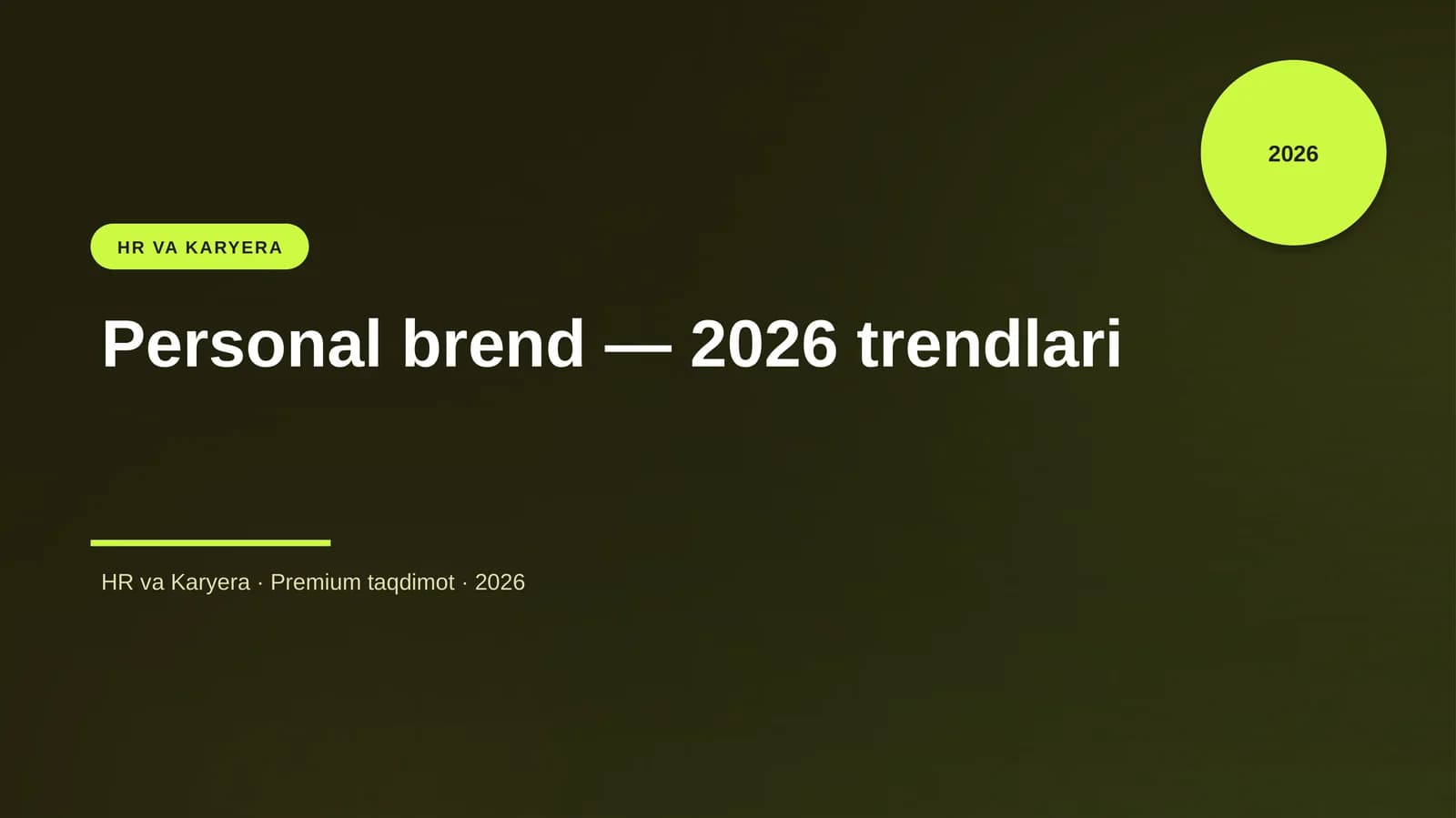 Personal brend — 2026 trendlari