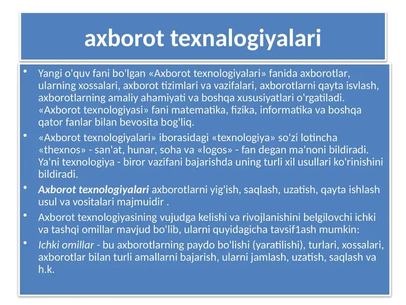Axborot texnologiyalari
