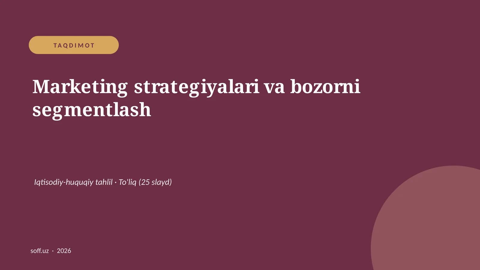 Marketing strategiyalari va bozorni segmentlash