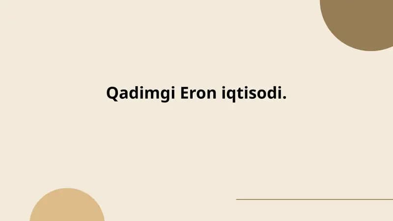 Qadimgi Eron iqtisodi