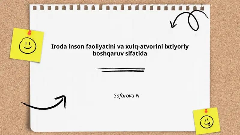 Iroda inson faoliyatini va xulq-atvorini ixtiyoriy boshqaruv sifatida