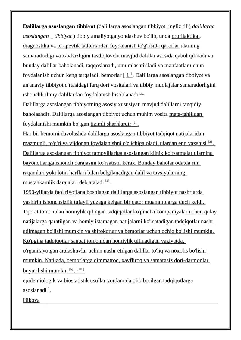 Dalillarga asoslangan tibbiyot